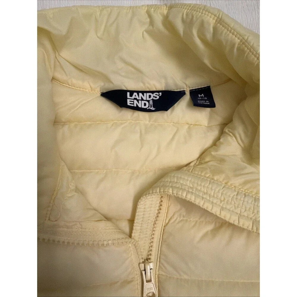 Lands End Medium Kids 10-12 Lightweight Puffer Jacket‎ Yellow